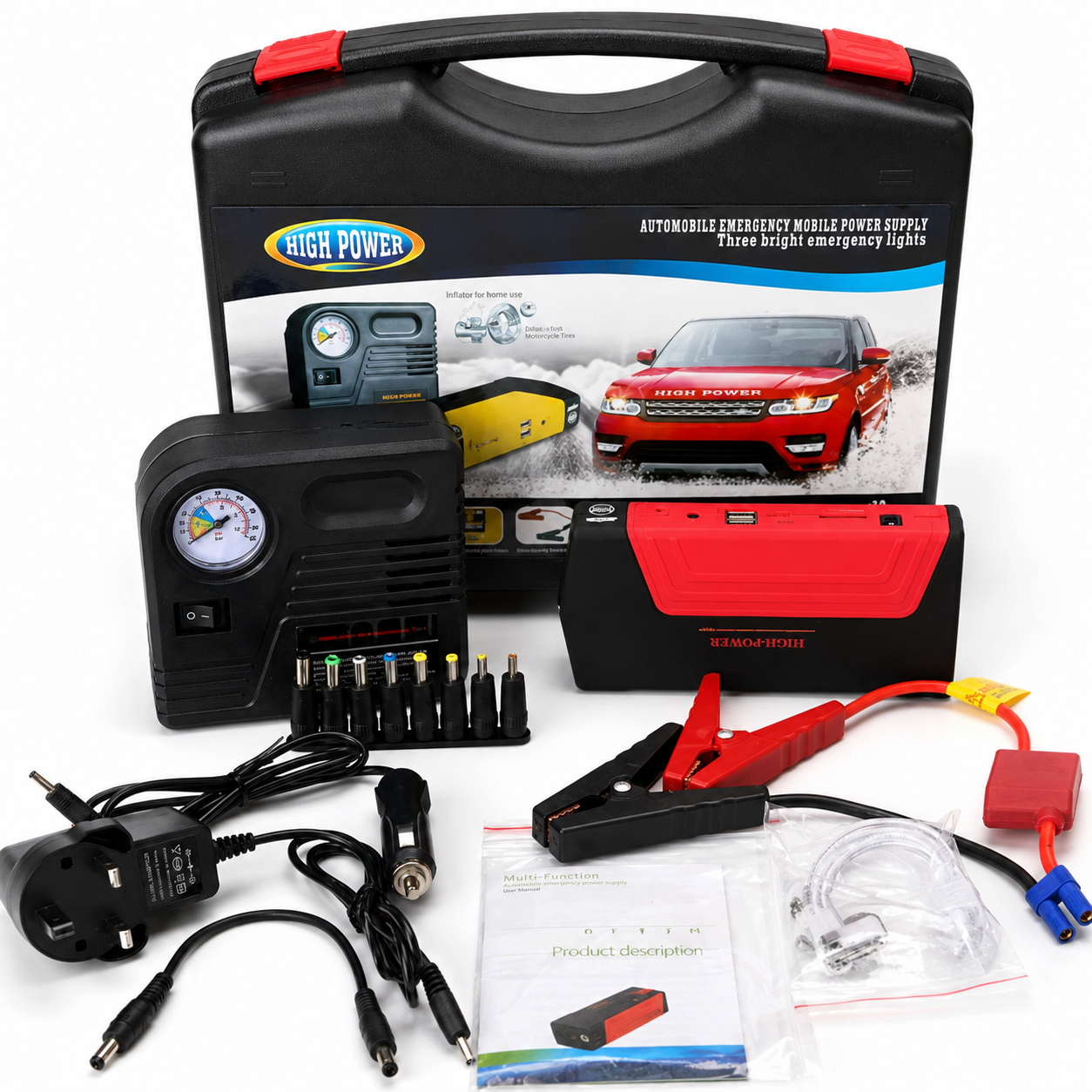 🚗 Kit Arrancador de Auto + Inflador de Neumáticos Portátil 2 en 1